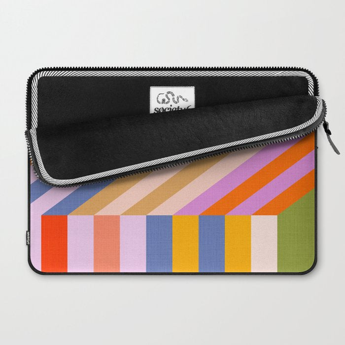 Bold Playful Bauhaus Geometric stripes 1 Laptop Sleeve Gallery Image 2