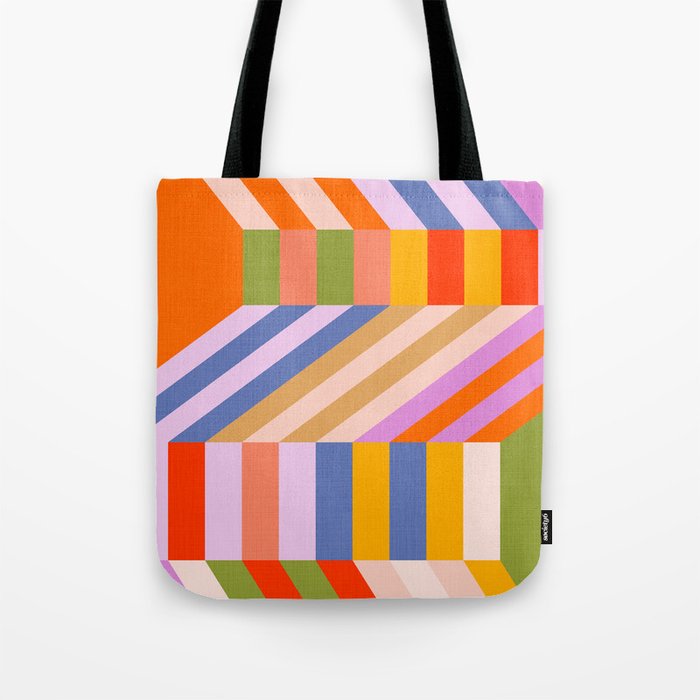 Bold Playful Bauhaus Geometric stripes 1 Tote Bag Gallery Image 1