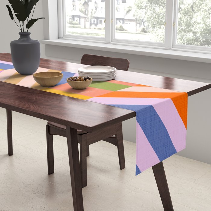 Bold Playful Bauhaus Geometric stripes 1 Table Runner Gallery Image 2