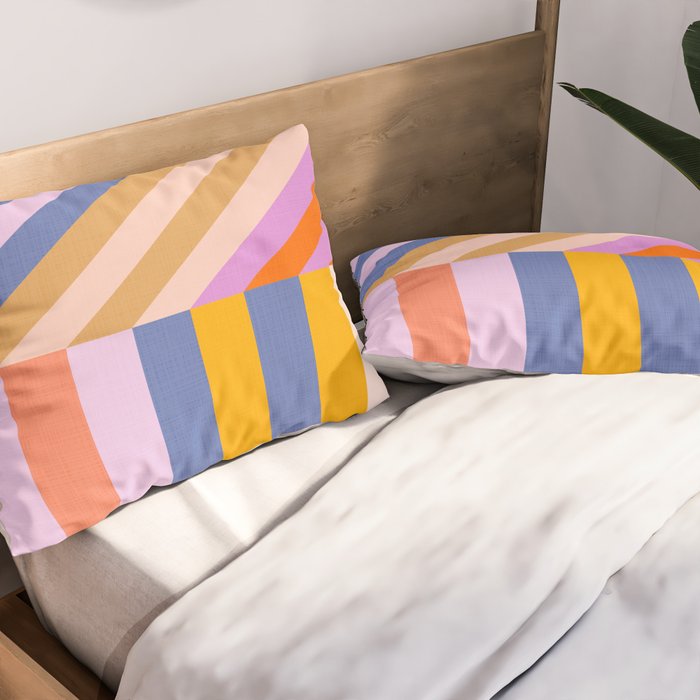 Bold Playful Bauhaus Geometric stripes 1 Pillow Sham Gallery Image 2