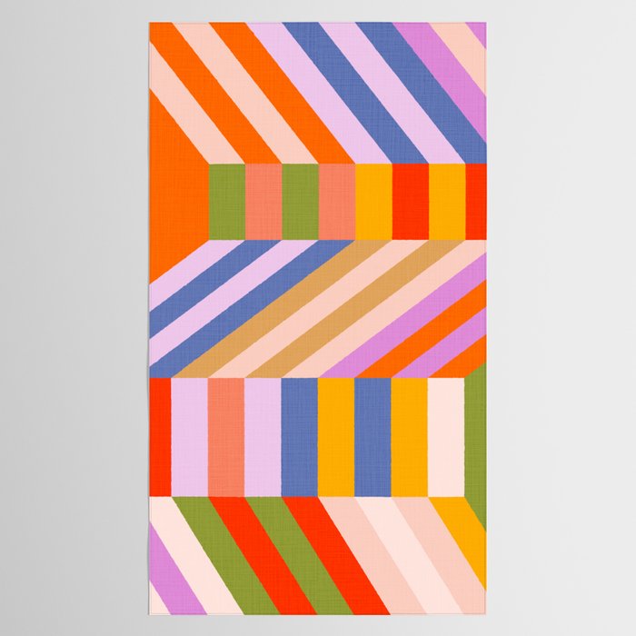 Bold Playful Bauhaus Geometric stripes 1 Tablecloth Gallery Image 2
