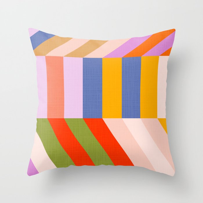 Bold Playful Bauhaus Geometric stripes 1 Throw Pillow Gallery Image 1
