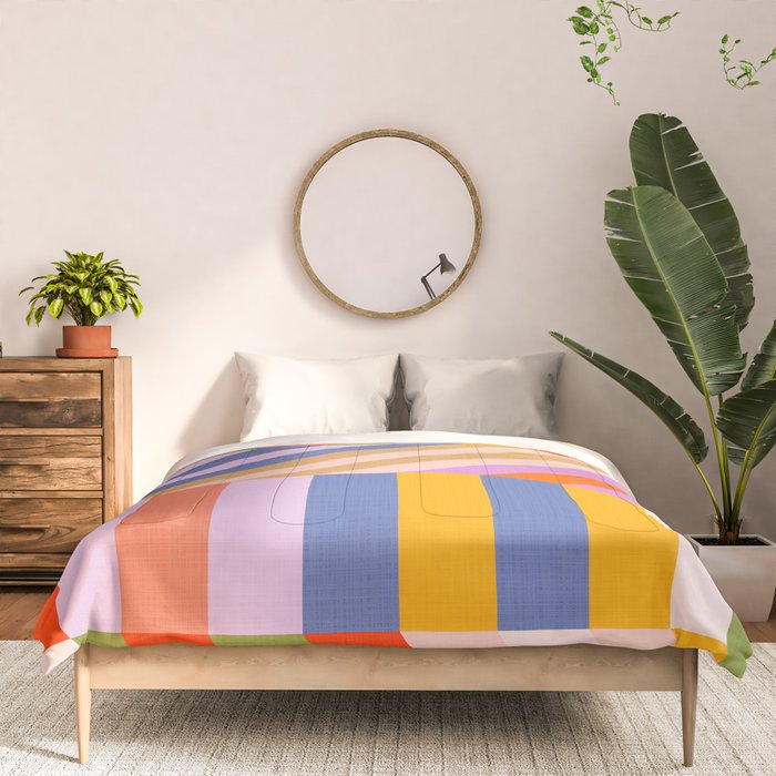 Bold Playful Bauhaus Geometric stripes 1 Comforter Gallery Image 3