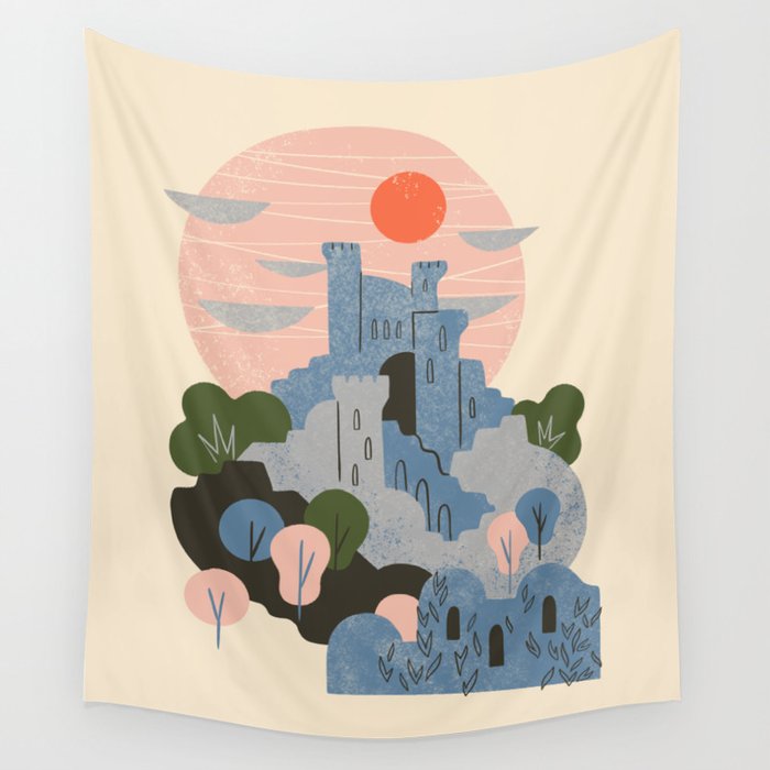 Blue Castle Wall Tapestry Gallery Image 4