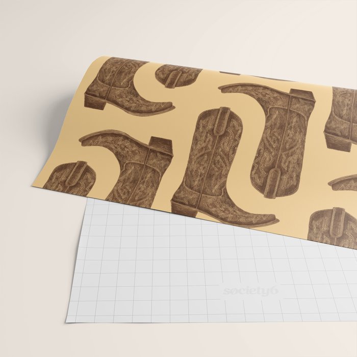 Brown Cowgirl Boot Wrapping Paper Gallery Image 2