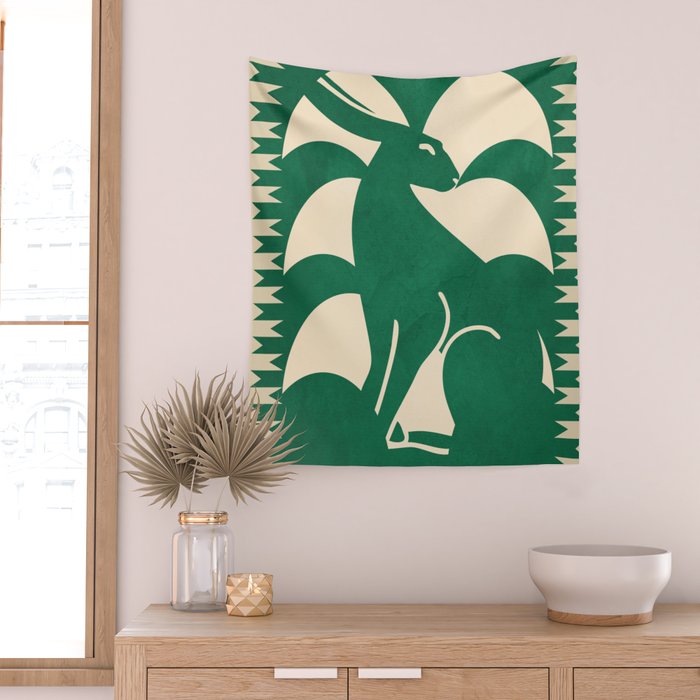 Minimalist Rabbit 2 Wall Tapestry Gallery Image 2