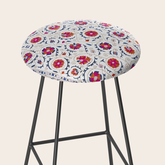 Kermina Suzani Uzbekistan Embroidery Print Stool Gallery Image 2