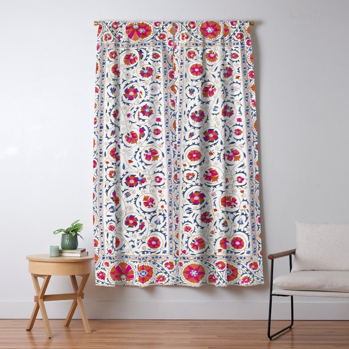 Kermina Suzani Uzbekistan Embroidery Print Window Curtain Gallery Image 5