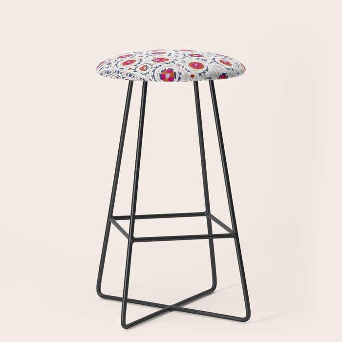 Kermina Suzani Uzbekistan Embroidery Print Stool Gallery Image 1