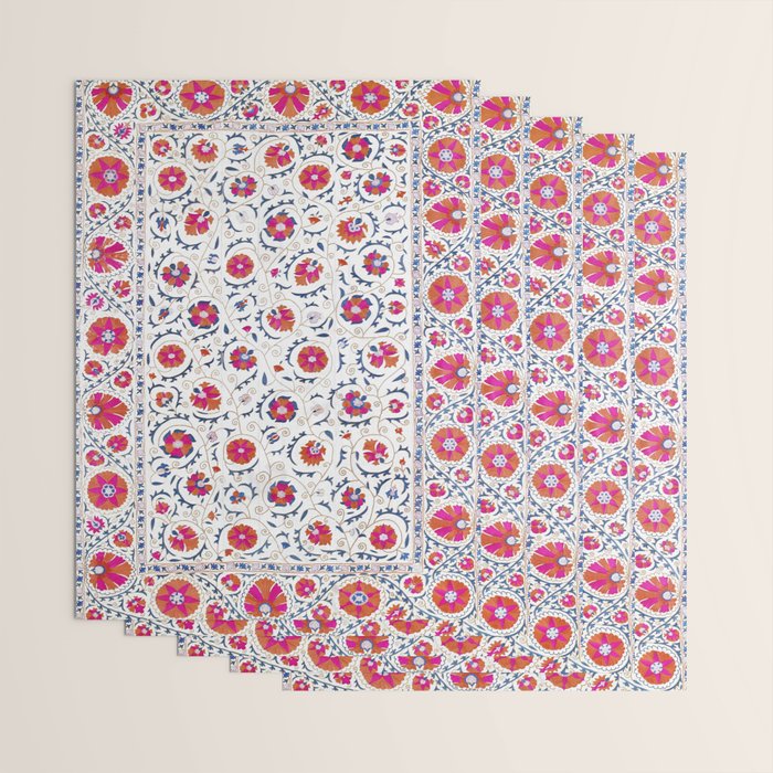 Kermina Suzani Uzbekistan Embroidery Print Wrapping Paper Gallery Image 3