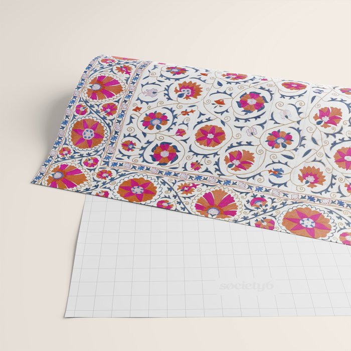 Kermina Suzani Uzbekistan Embroidery Print Wrapping Paper Gallery Image 2