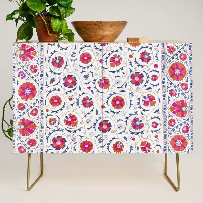 Kermina Suzani Uzbekistan Embroidery Print Credenza Gallery Image 1