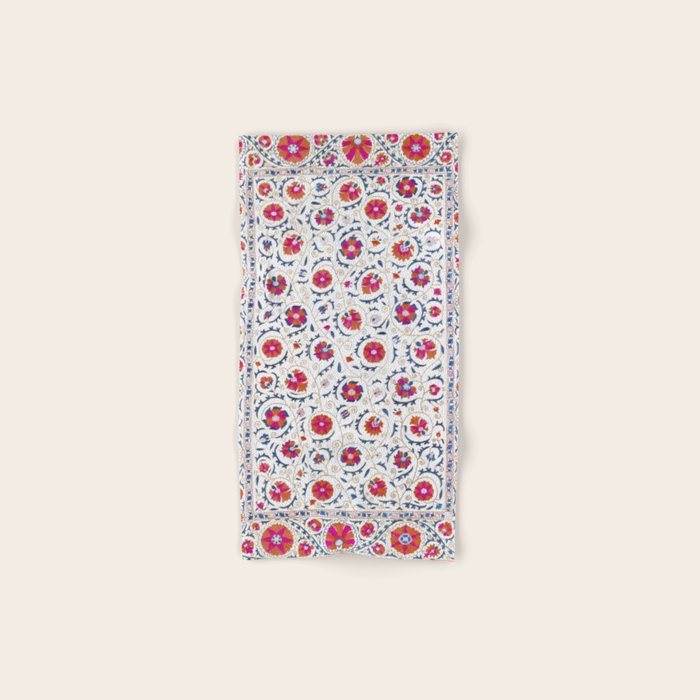 Kermina Suzani Uzbekistan Embroidery Print Bath Towel Gallery Image 1