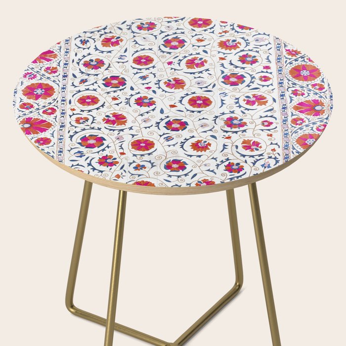 Kermina Suzani Uzbekistan Embroidery Print Side Table Gallery Image 2