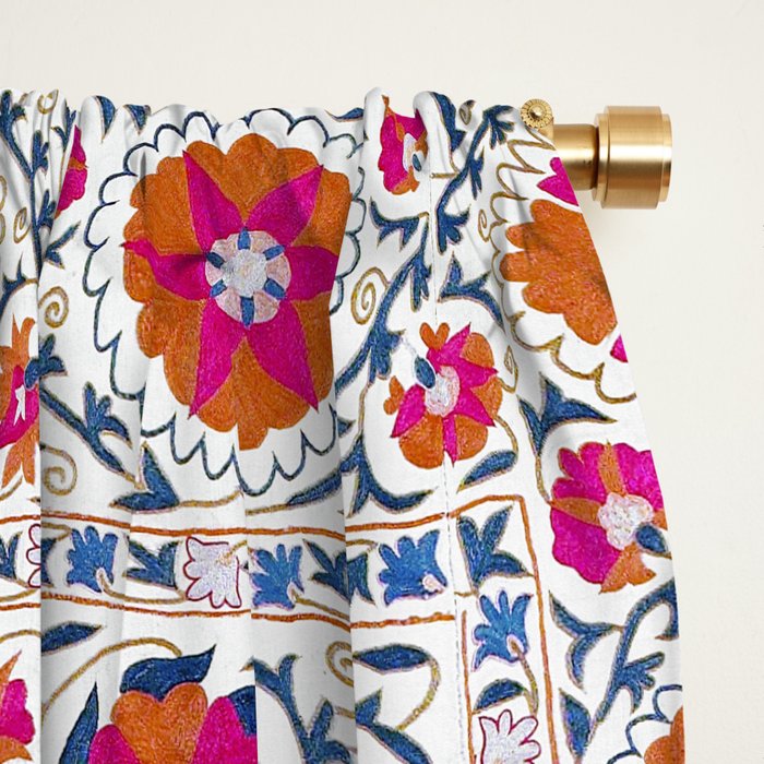 Kermina Suzani Uzbekistan Embroidery Print Window Curtain Gallery Image 2