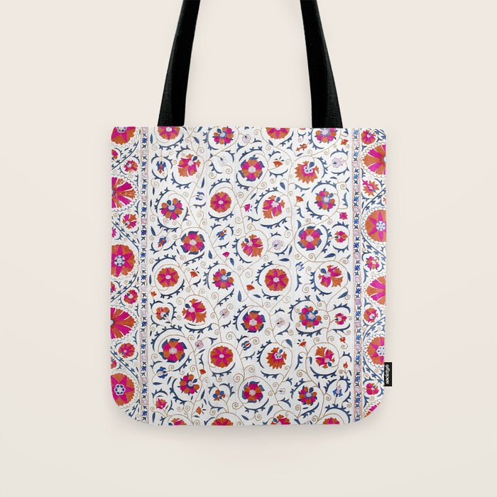 Kermina Suzani Uzbekistan Embroidery Print Tote Bag Gallery Image 1