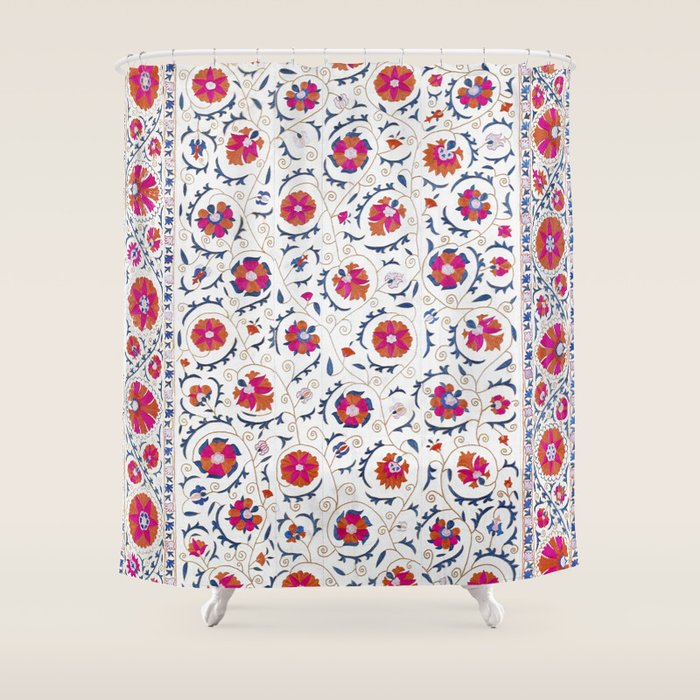 Kermina Suzani Uzbekistan Embroidery Print Shower Curtain Gallery Image 1