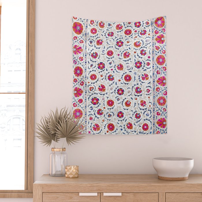 Kermina Suzani Uzbekistan Embroidery Print Wall Tapestry Gallery Image 2