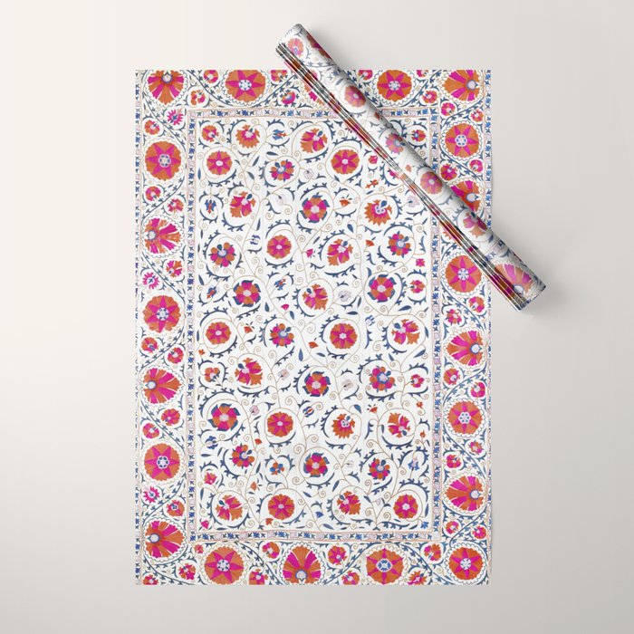 Kermina Suzani Uzbekistan Embroidery Print Wrapping Paper Gallery Image 1