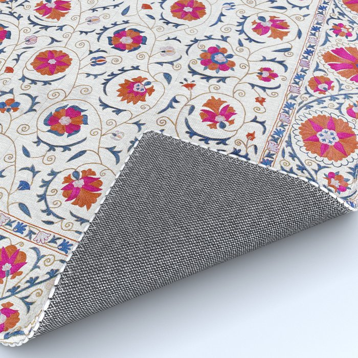 Kermina Suzani Uzbekistan Embroidery Print Rug Gallery Image 4