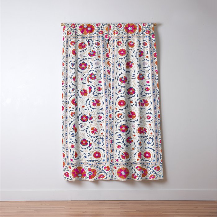 Kermina Suzani Uzbekistan Embroidery Print Window Curtain Gallery Image 3