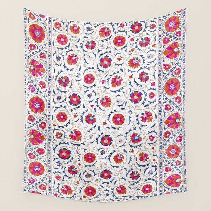 Kermina Suzani Uzbekistan Embroidery Print Wall Tapestry Gallery Image 1