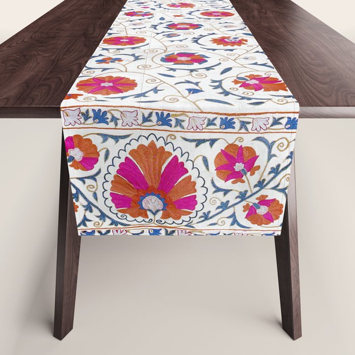 Kermina Suzani Uzbekistan Embroidery Print Table Runner Gallery Image 1