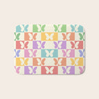 Retro Colorful Butterfly Checkered Pattern Bath Mat Gallery Image 1