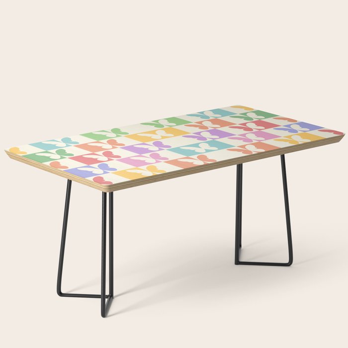 Retro Colorful Butterfly Checkered Pattern Coffee Table Gallery Image 1