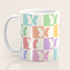 Retro Colorful Butterfly Checkered Pattern Coffee Mug Gallery Image 3