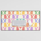 Retro Colorful Butterfly Checkered Pattern Desk Mat Gallery Image 1