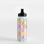 Retro Colorful Butterfly Checkered Pattern Water Bottle Gallery Image 2