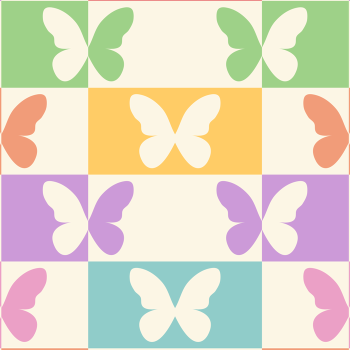 Retro Colorful Butterfly Checkered Pattern Coffee Mug Gallery Image 2