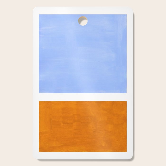 Pastel Royal Blue Yellow ochre Mid Century Modern Abstract Minimalist Rothko Color Field Squares Cutting Board Gallery Image 1