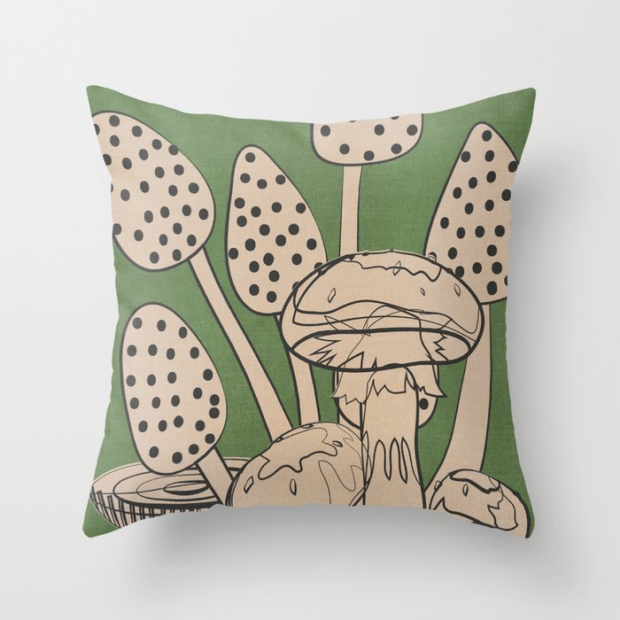 Abstract Mushrooms 4 Throw Pillow Gallery Image 1