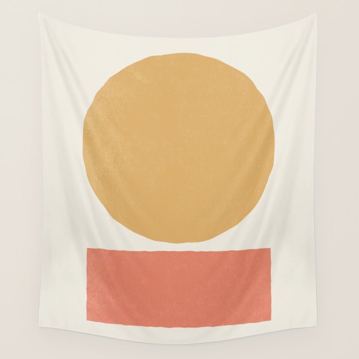 Geometric Balance - Gold Coral Wall Tapestry Gallery Image 1
