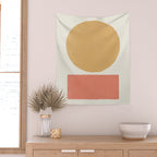 Geometric Balance - Gold Coral Wall Tapestry Gallery Image 2