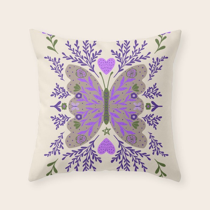 Freedom Butterfly Purple vibe Throw Pillow Gallery Image 1
