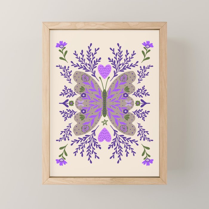 Freedom Butterfly Purple vibe Mini Art Print Gallery Image 1