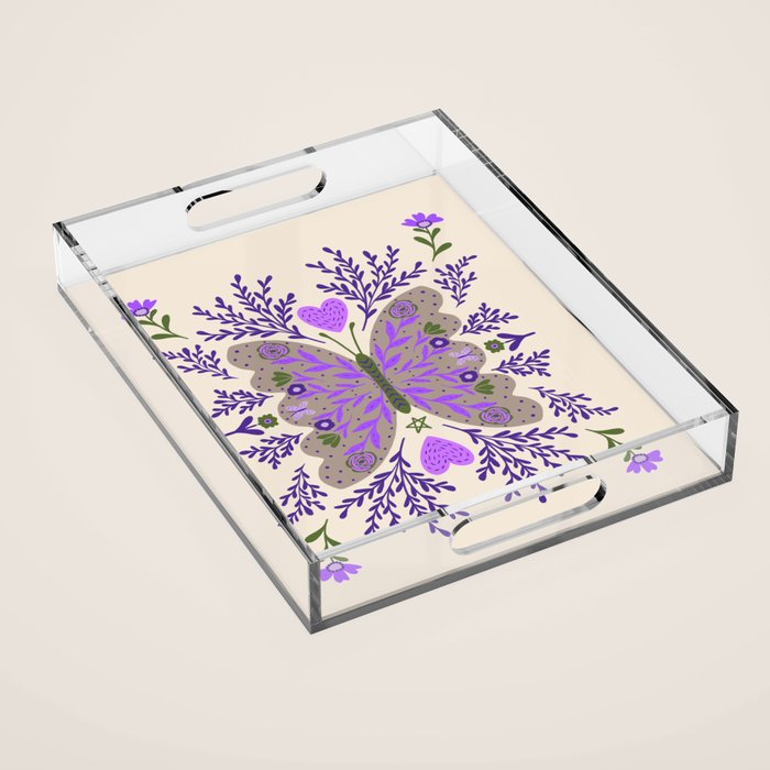 Freedom Butterfly Purple vibe Acrylic Tray Gallery Image 1