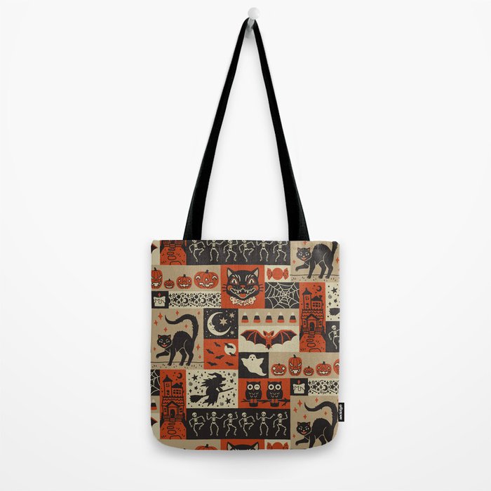 Vintage Halloween Patchwork Tote Bag Gallery Image 2