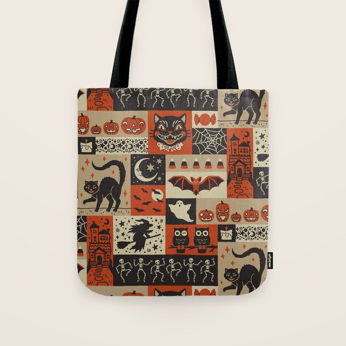 Vintage Halloween Patchwork Tote Bag Gallery Image 1