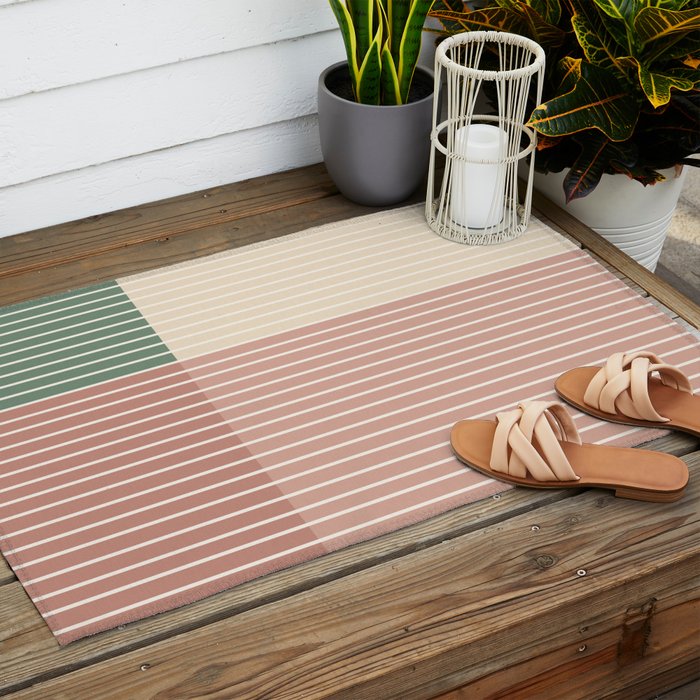 Color Block Line Abstract XXIII Outdoor Rug Gallery Image 2