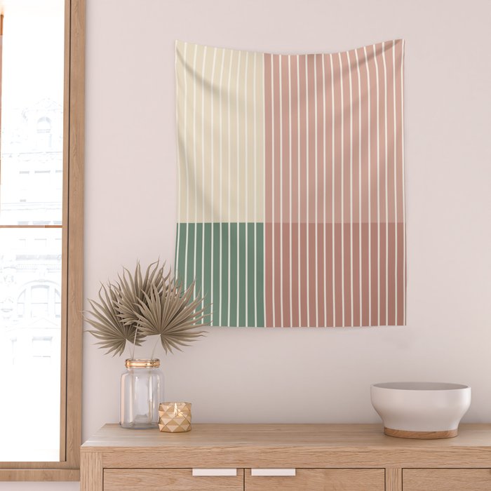 Color Block Line Abstract XXIII Wall Tapestry Gallery Image 2