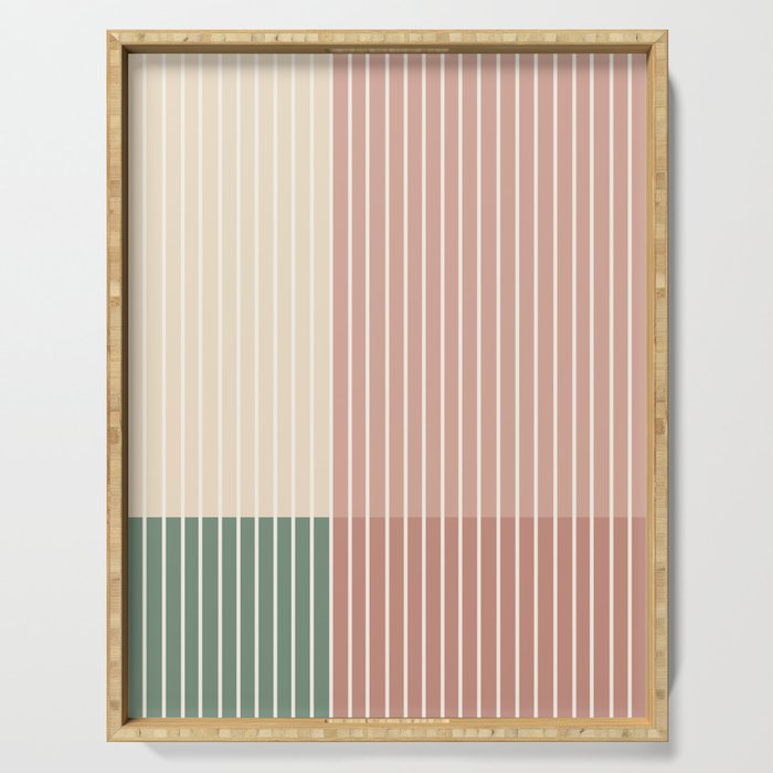 Color Block Line Abstract XXIII Serving Tray Gallery Image 1