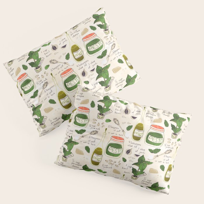 Pesto. Illustrated Recipe. Pillow Sham Gallery Image 3