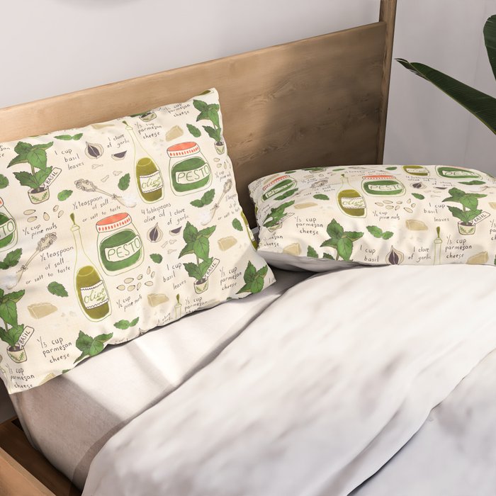 Pesto. Illustrated Recipe. Pillow Sham Gallery Image 2