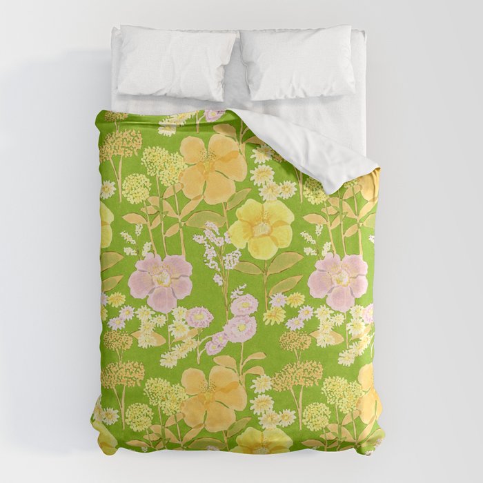 Grandma's Flowers (Green) Duvet Cover Gallery Image 6
