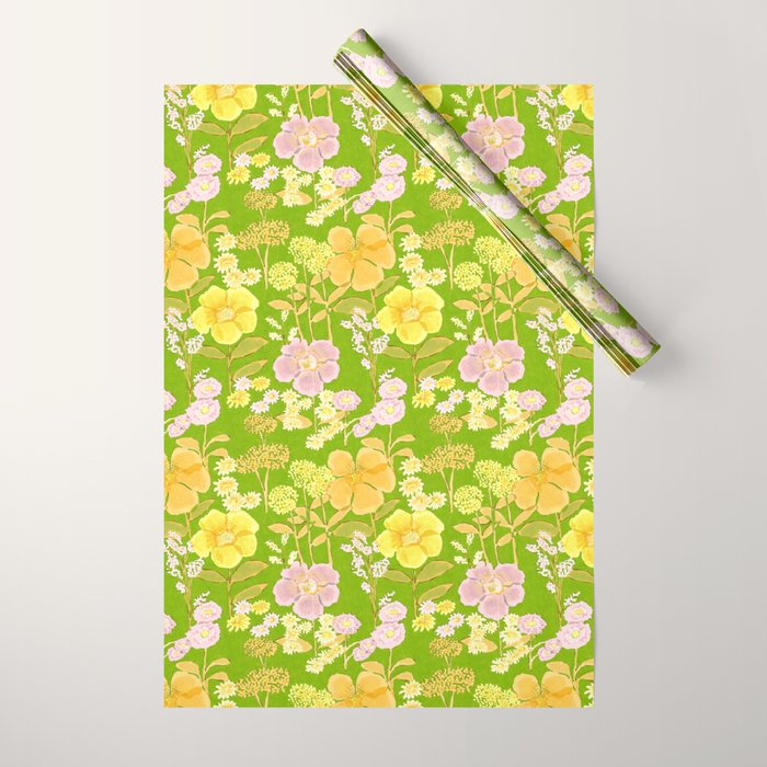 Grandma's Flowers (Green) Wrapping Paper Gallery Image 1