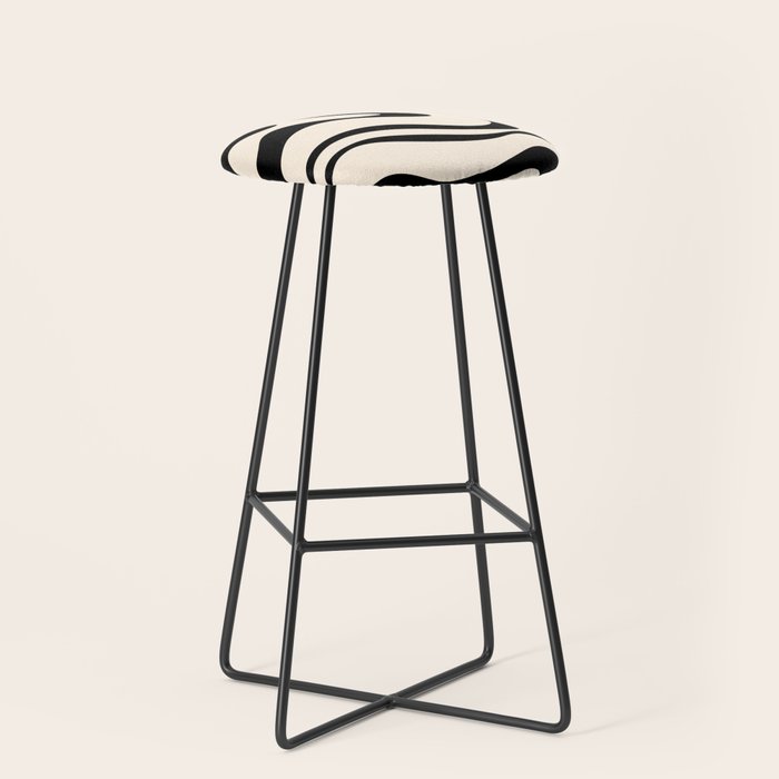 Modern Liquid Swirl Abstract Pattern Square in Almond Cream and Black Stool Gallery Image 1
